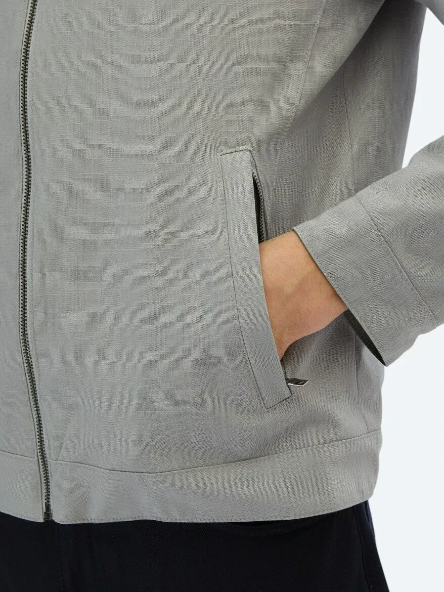 Gri Regular Fit Gizli Kapüşon Casual Dokuma Çift Taraflı Mont - 7