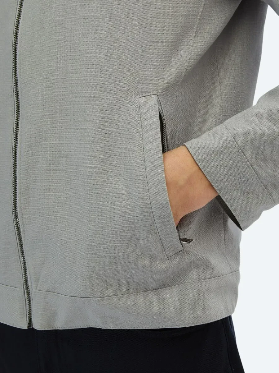 Gri Regular Fit Gizli Kapüşon Casual Dokuma Çift Taraflı Mont - 7