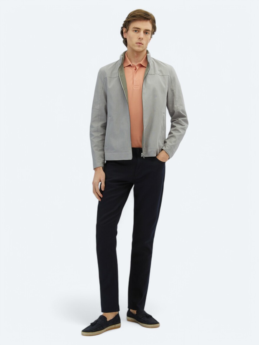 Gri Regular Fit Gizli Kapüşon Casual Dokuma Çift Taraflı Mont - 3