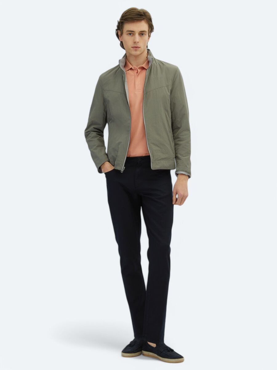 Gri Regular Fit Gizli Kapüşon Casual Dokuma Çift Taraflı Mont - 4