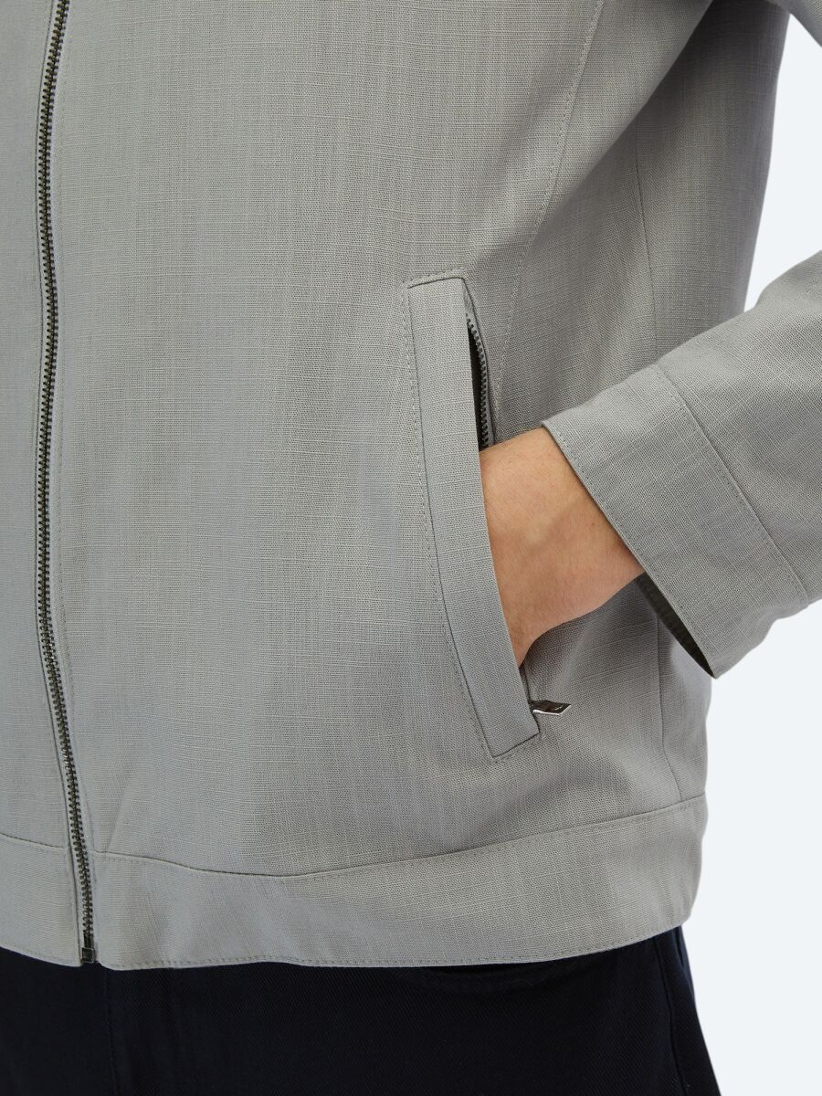 Gri Regular Fit Gizli Kapüşon Casual Dokuma Çift Taraflı Mont - 7