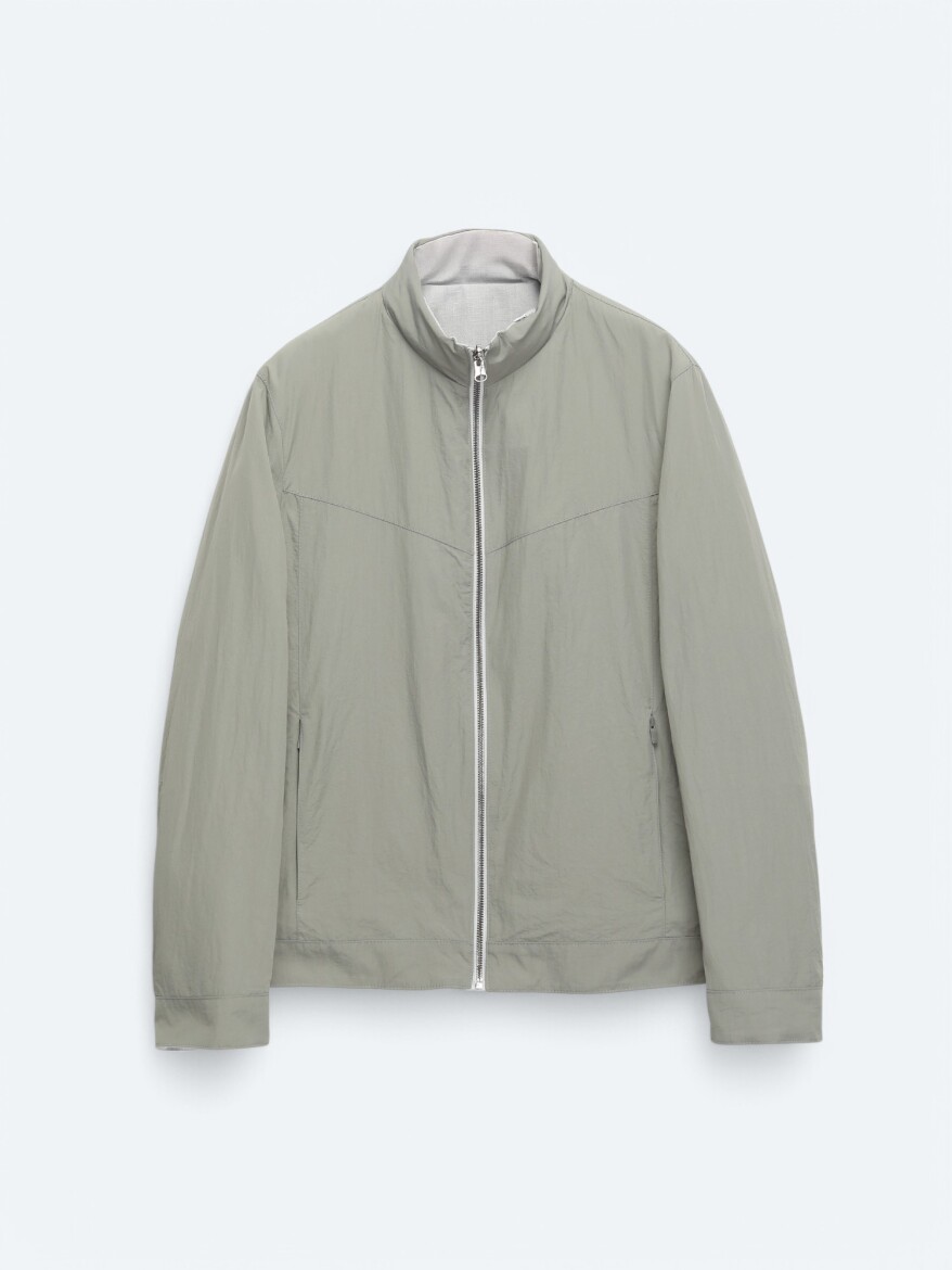 Gri Regular Fit Gizli Kapüşon Casual Dokuma Çift Taraflı Mont - 12