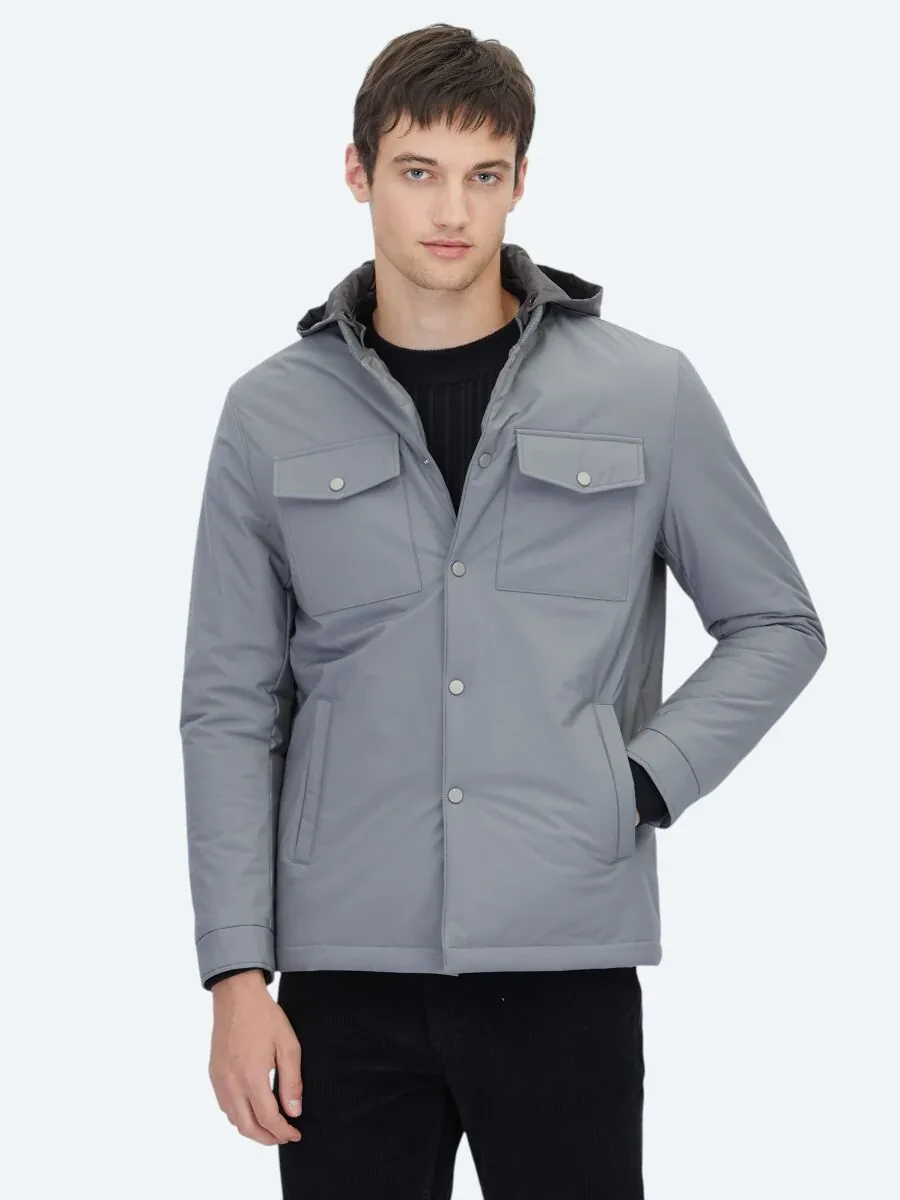 Gri Regular Fit Micro Jel Elyaflı Spor Ceket - 1