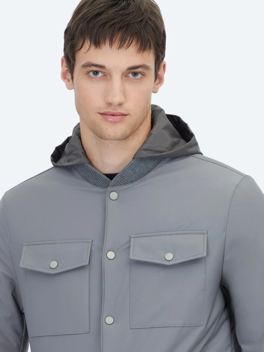 Gri Regular Fit Micro Jel Elyaflı Spor Ceket - KİP