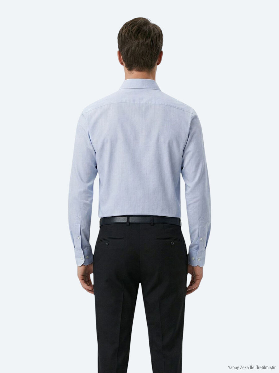 Gri Regular Fit Dokuma Klasik Pamuk Karışımlı Gömlek - 5
