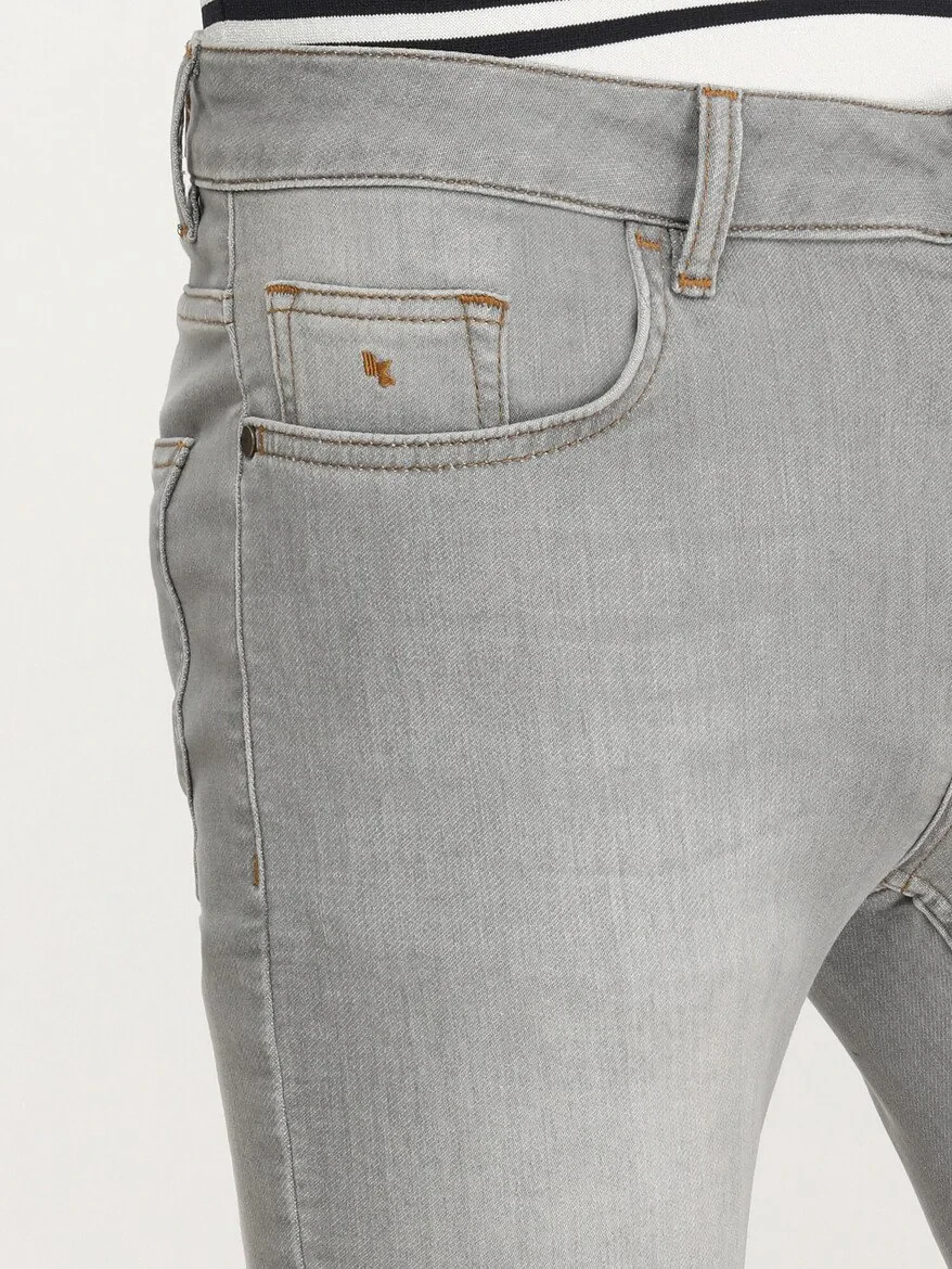 Gri Slim Fit Denim Pamuk Karışımlı Pantolon - 3