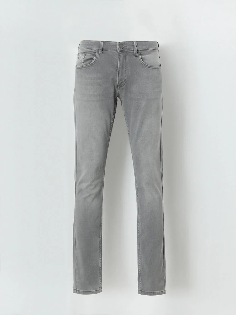 Gri Slim Fit Denim Pamuk Karışımlı Pantolon - 5