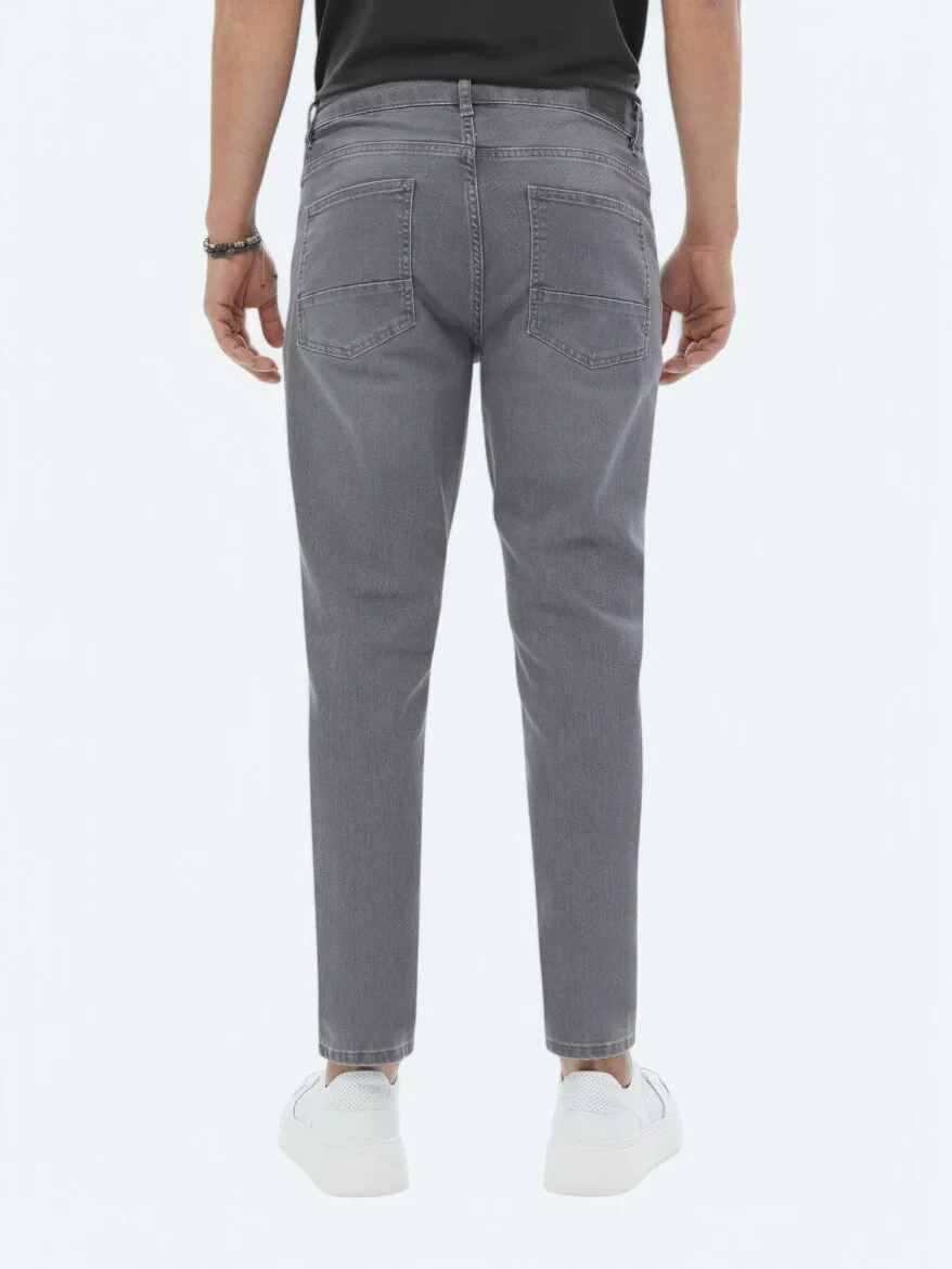 Gri Slim Fit Denim Pamuk Karışımlı Pantolon 