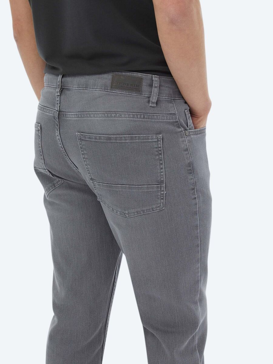Gri Slim Fit Denim Pamuk Karışımlı Pantolon - 5