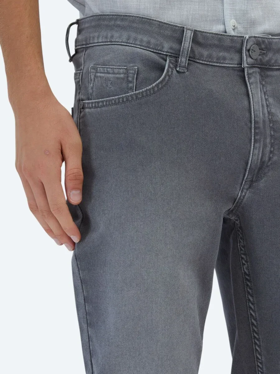 Gri Slim Fit Denim Pamuk Karışımlı Pantolon - 3