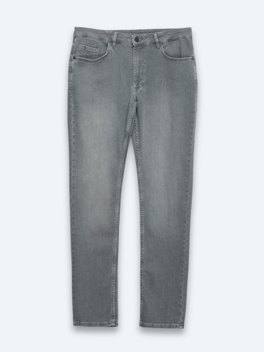 Gri Slim Fit Denim Pamuk Karışımlı Pantolon - 10