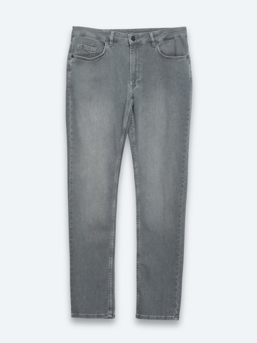 Gri Slim Fit Denim Pamuk Karışımlı Pantolon - 10