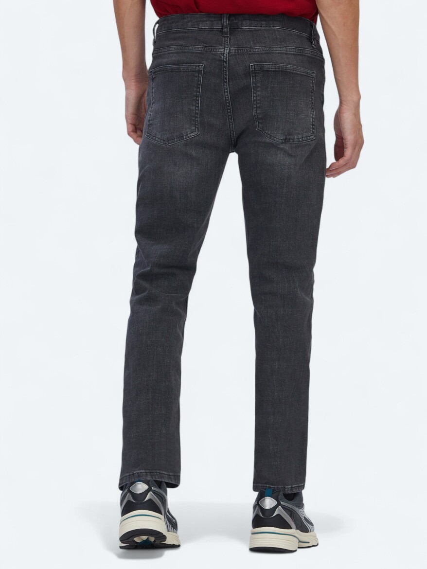 Gri Slim Fit Denim Pamuk Karışımlı Pantolon - 4