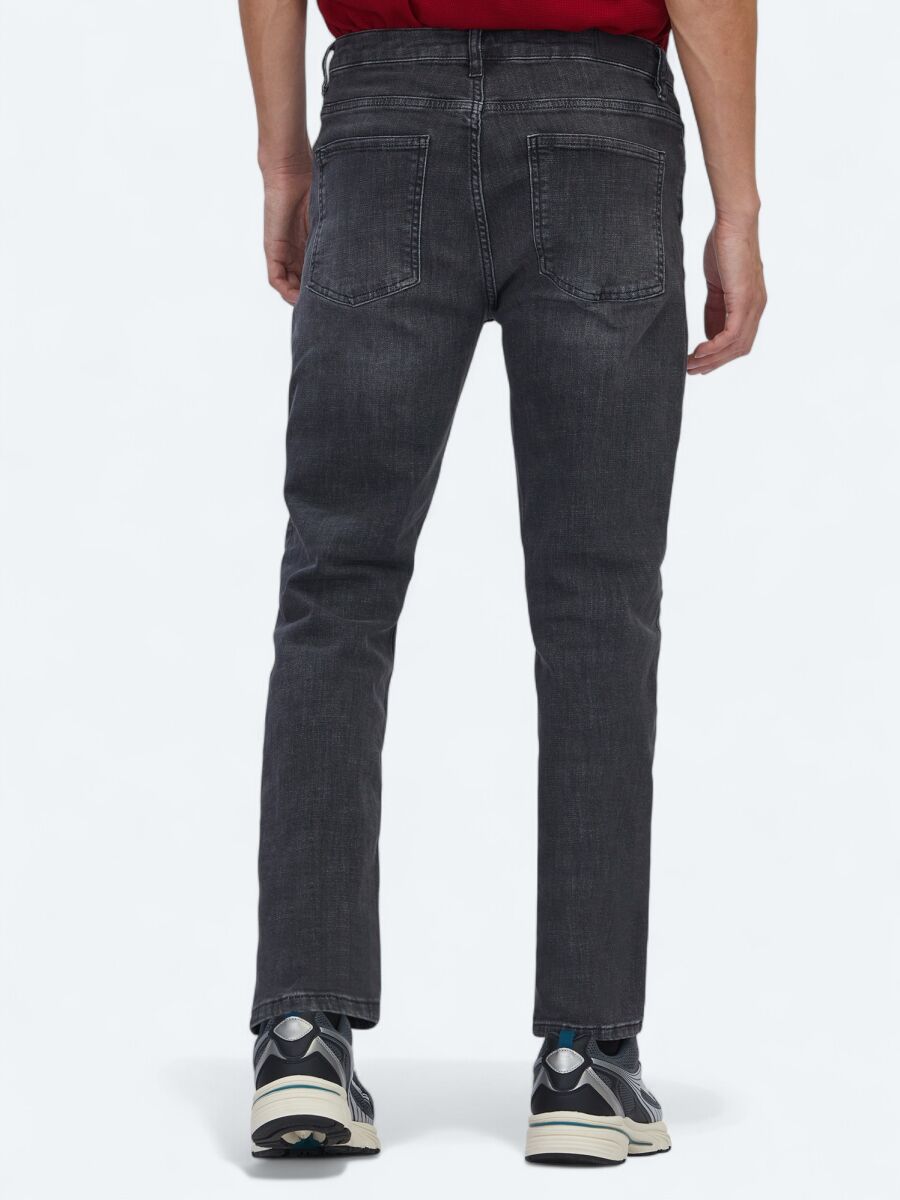 Gri Slim Fit Denim Pamuk Karışımlı Pantolon - 4