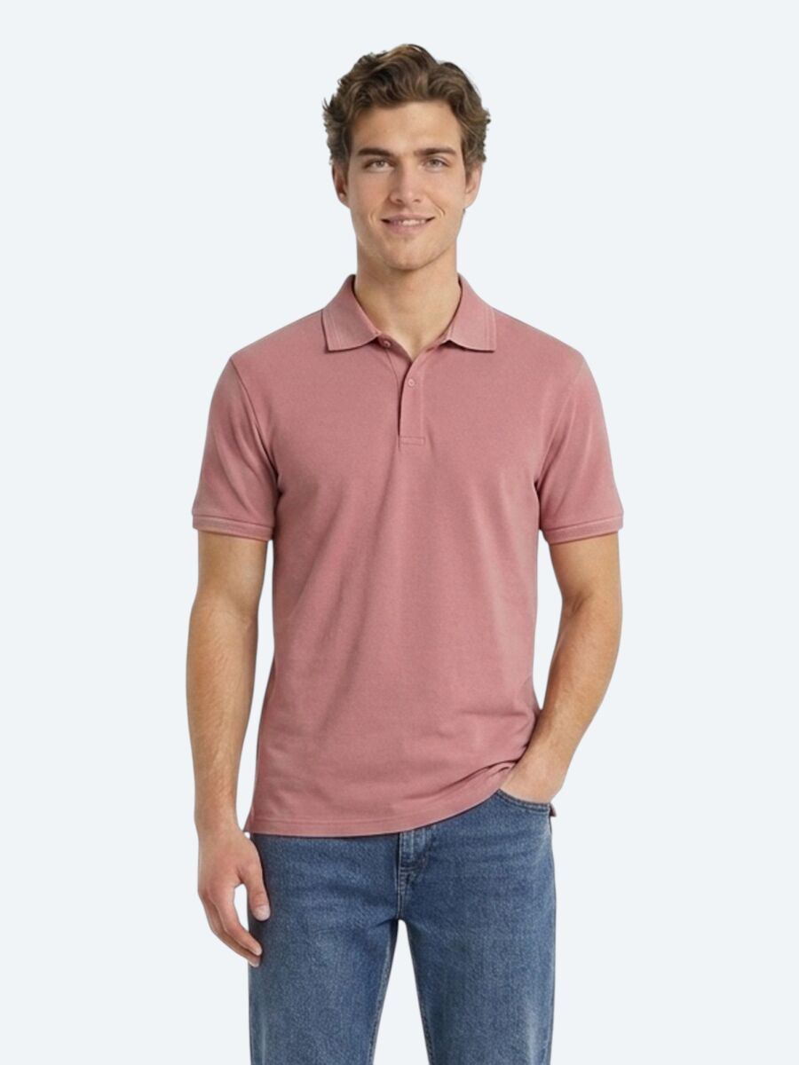 Gül Kurusu Düz %100 Pamuk T-Shirt - 1