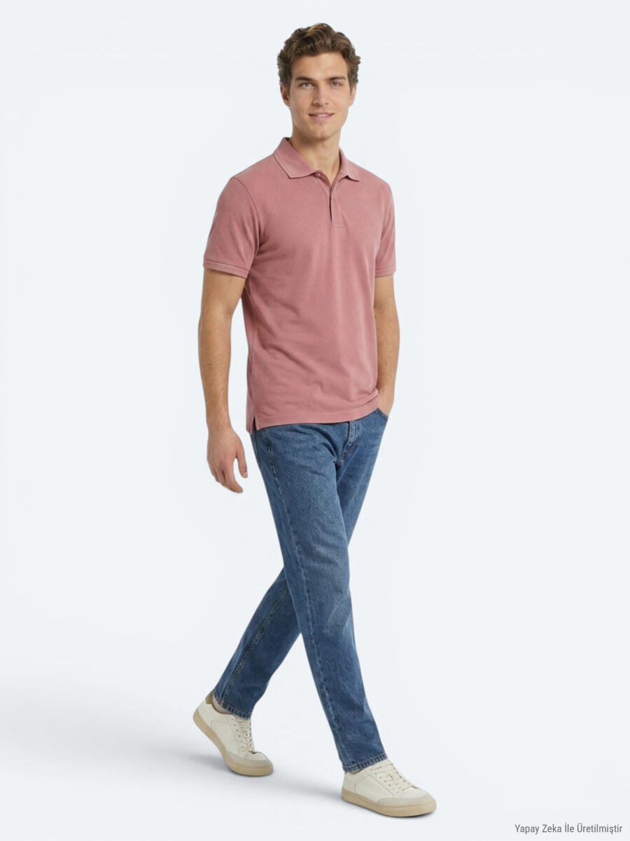 Gül Kurusu Düz %100 Pamuk T-Shirt - 4