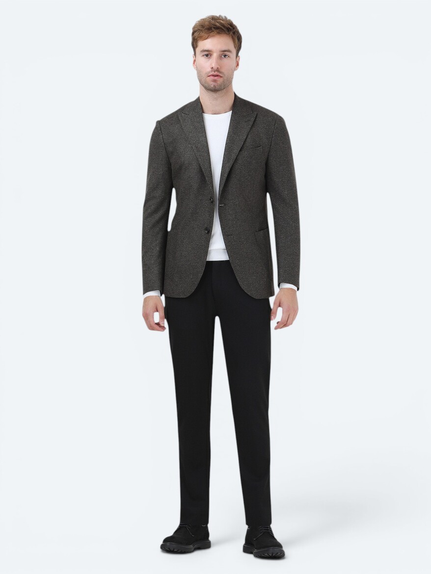 Haki Baskılı Modern Fit Örme Ceket - KİP