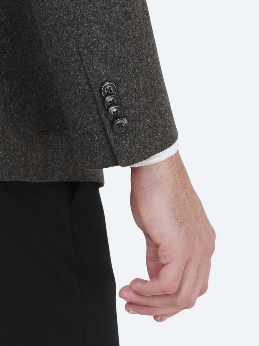 Haki Baskılı Modern Fit Örme Ceket - 5