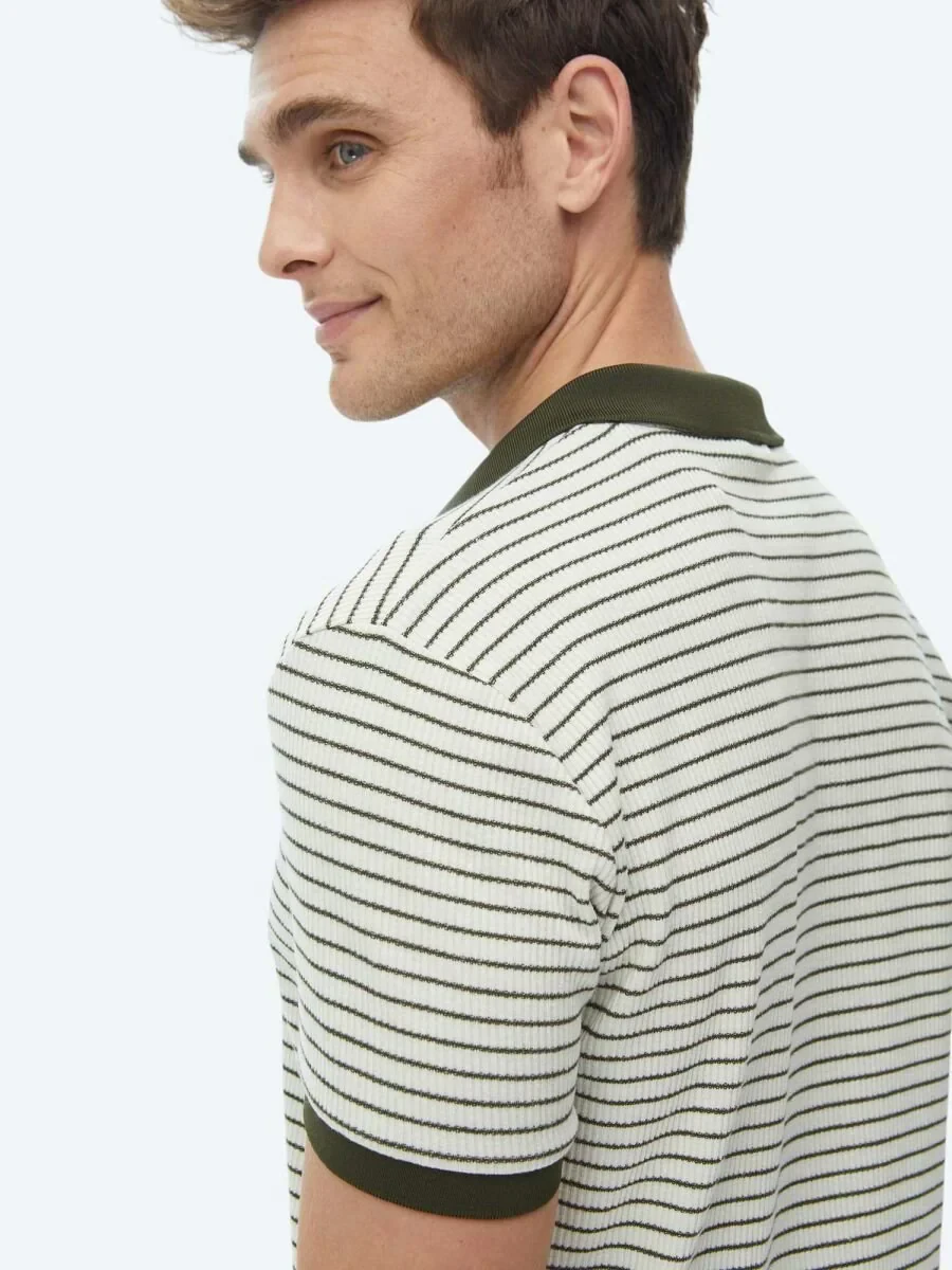 Haki Baskılı Polo Yaka Pamuk Karışımlı T-Shirt - 9