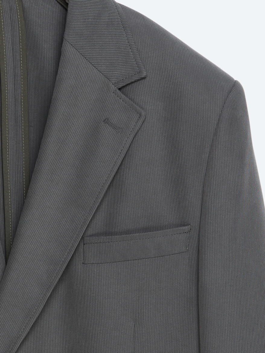Haki Çizgili Modern Fit Takım Elbise - 6