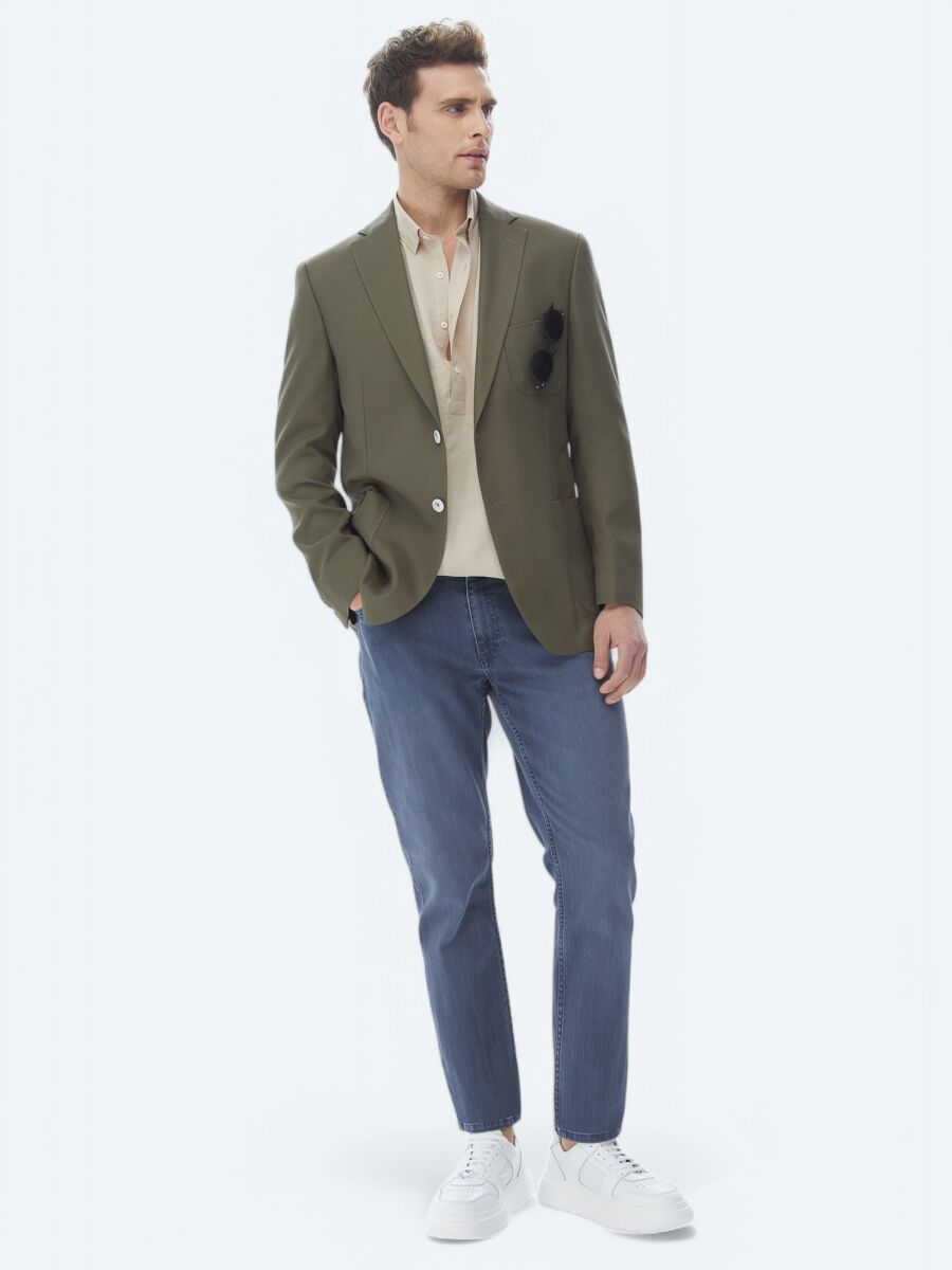 Haki Desenli Modern Fit Ceket - 3