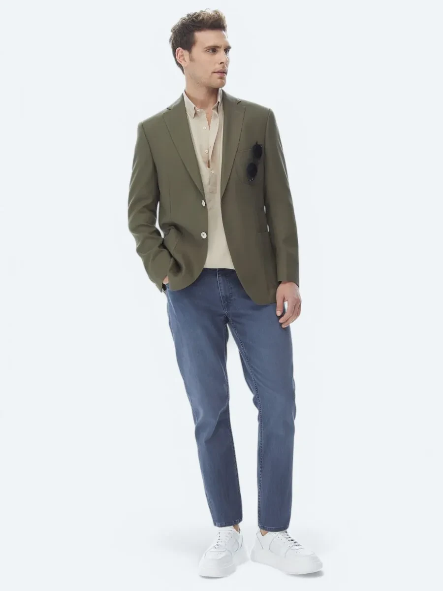 Haki Desenli Modern Fit Ceket - 3