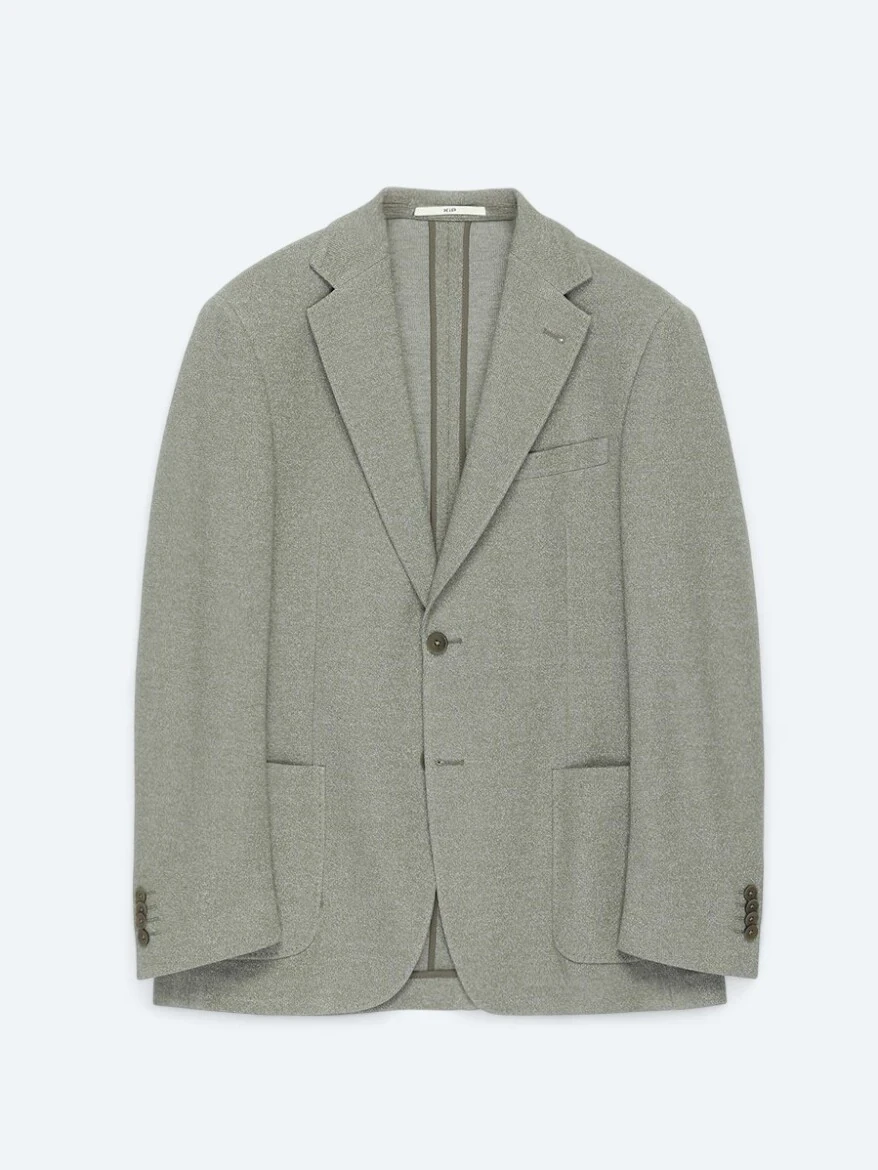 Haki Desenli Modern Fit Pamuk Karışımlı Örme Ceket - 6