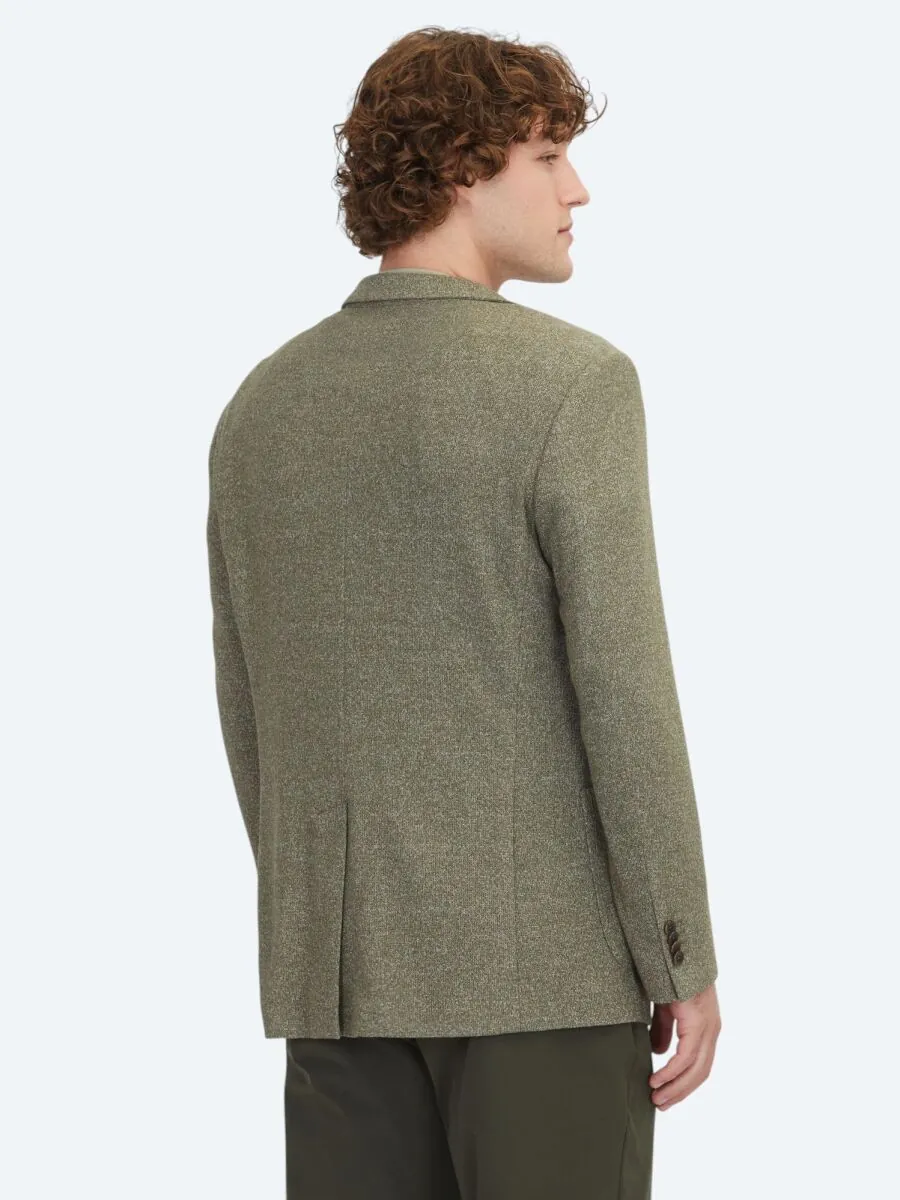 Haki Desenli Modern Fit Pamuk Karışımlı Örme Ceket - 5