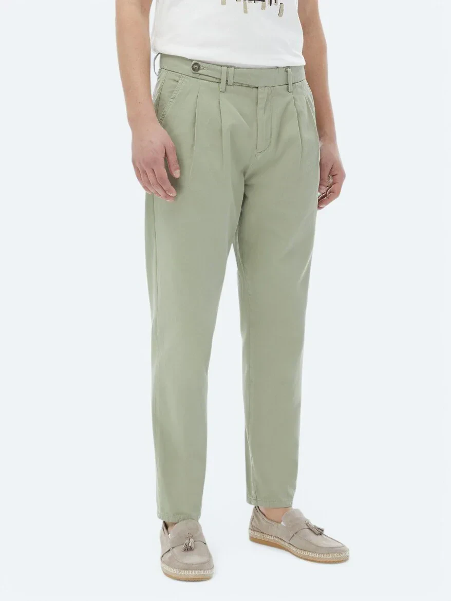Haki Dokuma Carrot Fit Smart Casual %100 Pamuk Pantolon - 3
