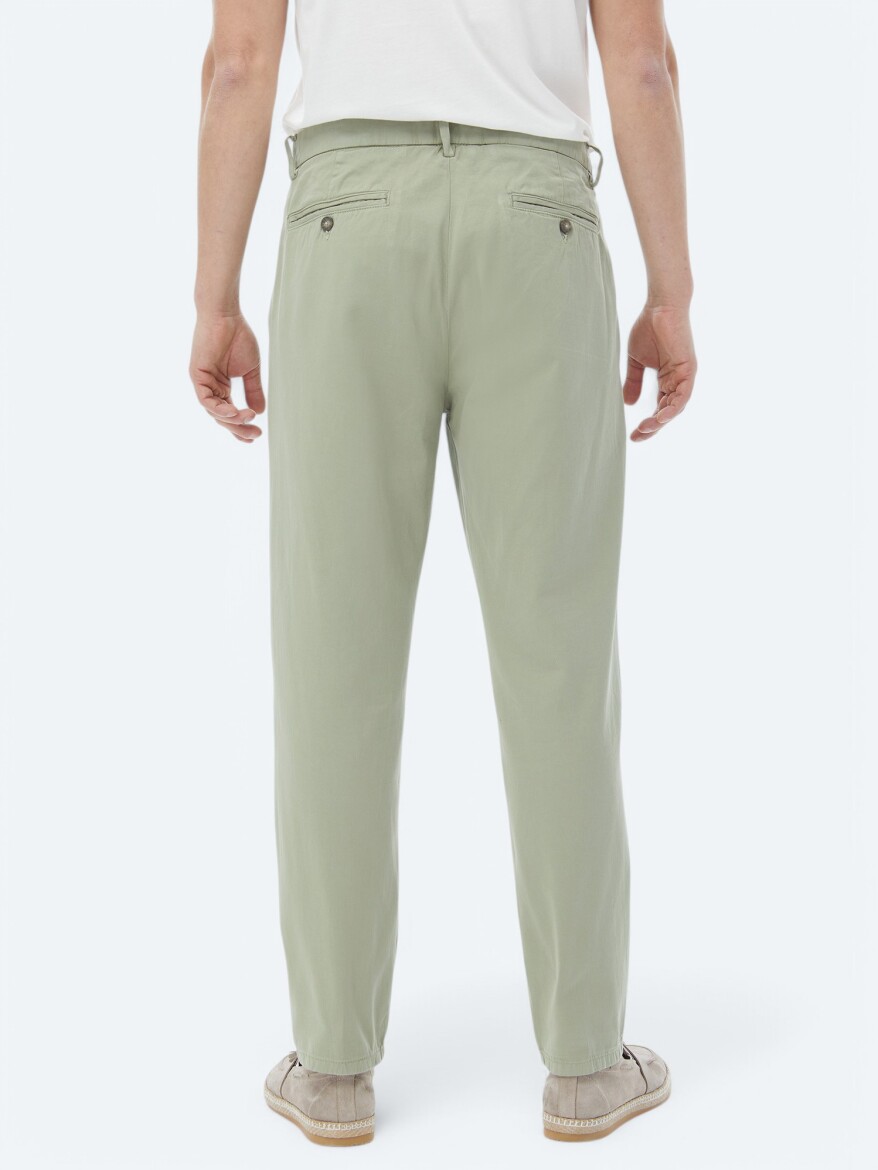 Haki Dokuma Carrot Fit Smart Casual %100 Pamuk Pantolon - 6
