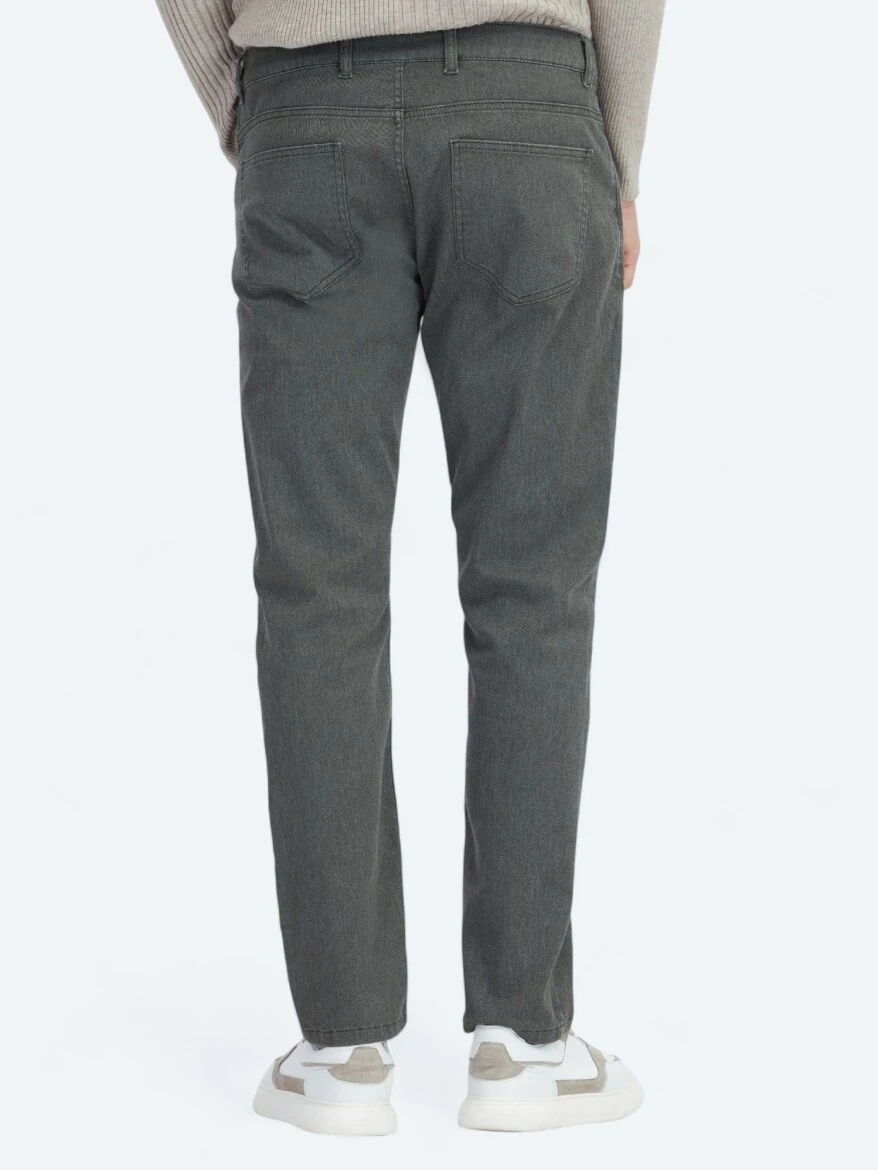Haki Dokuma Regular Fit Casual Pamuk Karışımlı Pantolon 
