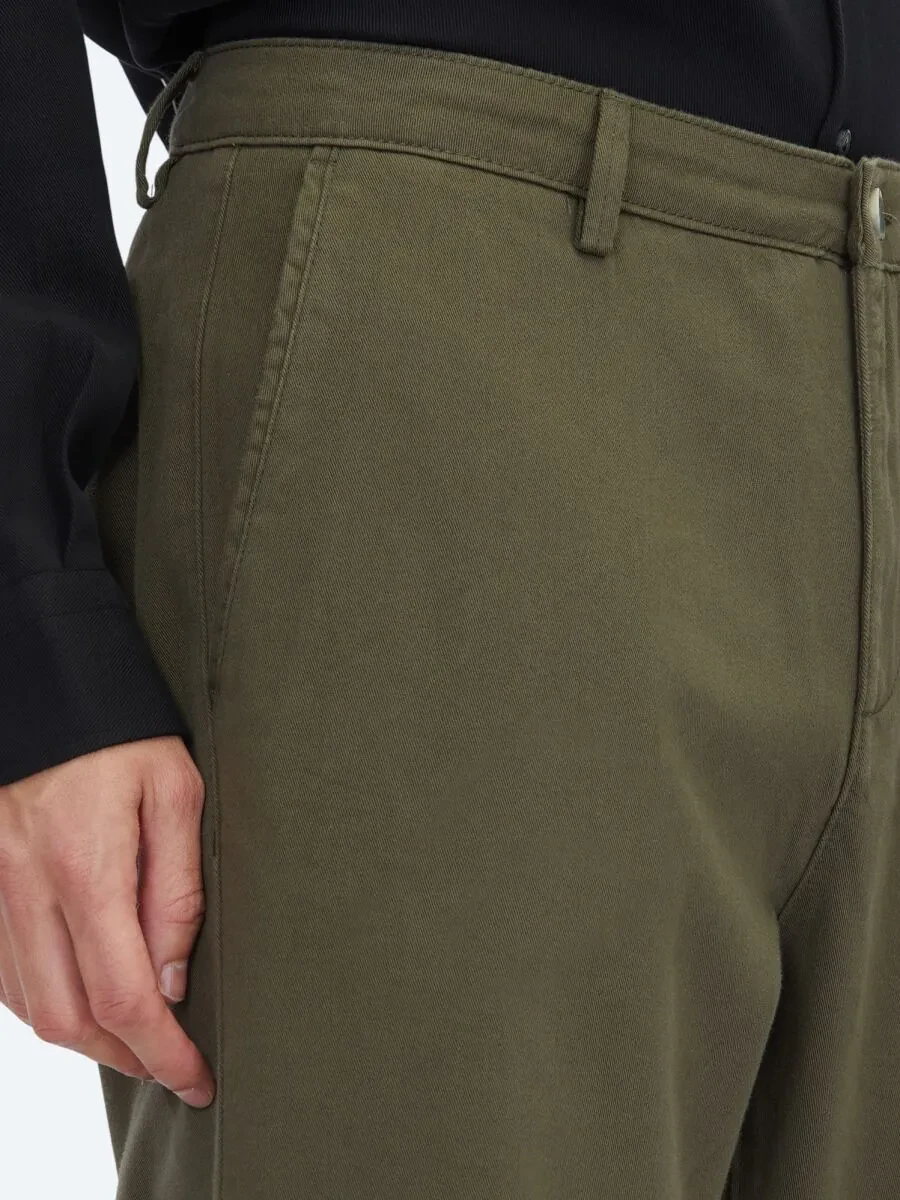 Haki Dokuma Relaxed Fit Casual Pamuk Karışımlı Pantolon - 4