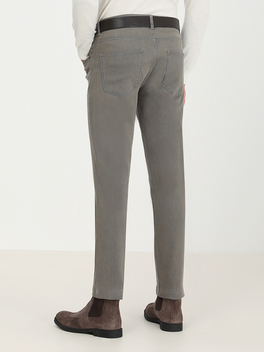Haki Dokuma Slim Fit Casual Pamuk Karışımlı Pantolon - 5