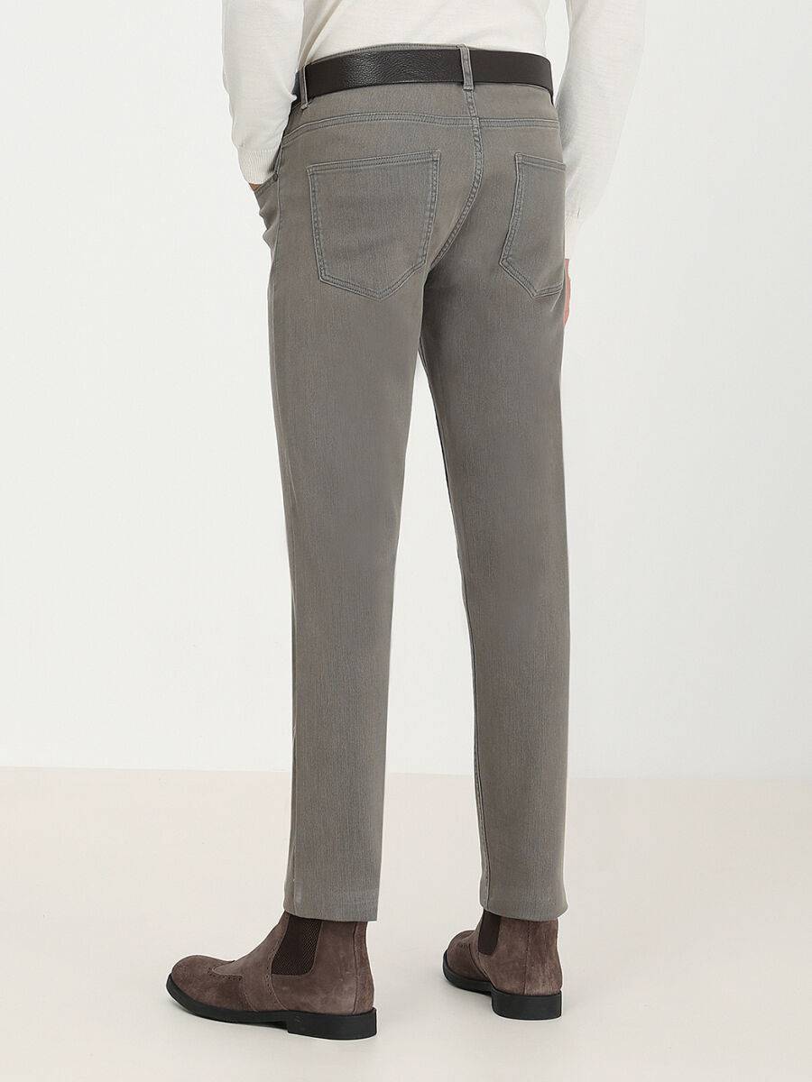 Haki Dokuma Slim Fit Casual Pamuk Karışımlı Pantolon - 5