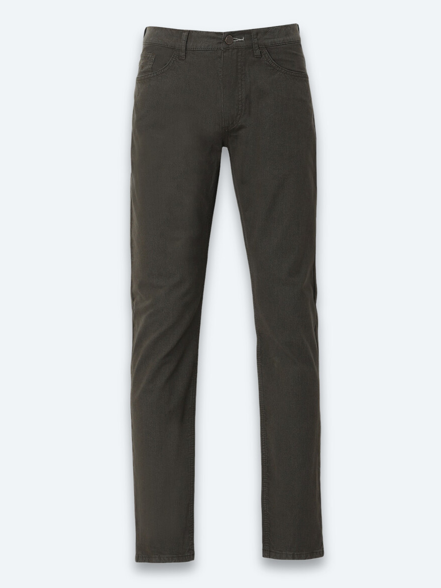 Haki Dokuma Slim Fit Casual Pamuk Karışımlı Pantolon - 6