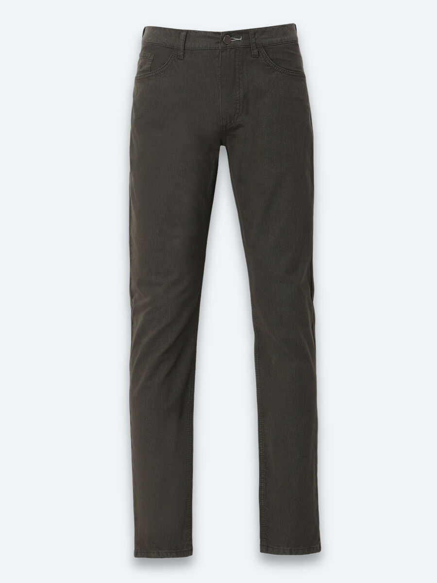 Haki Dokuma Slim Fit Casual Pamuk Karışımlı Pantolon - 6