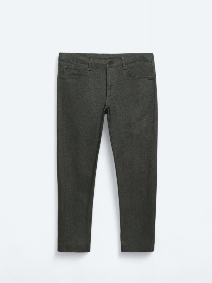 Haki Dokuma Slim Fit Casual Pamuk Karışımlı Pantolon - 6