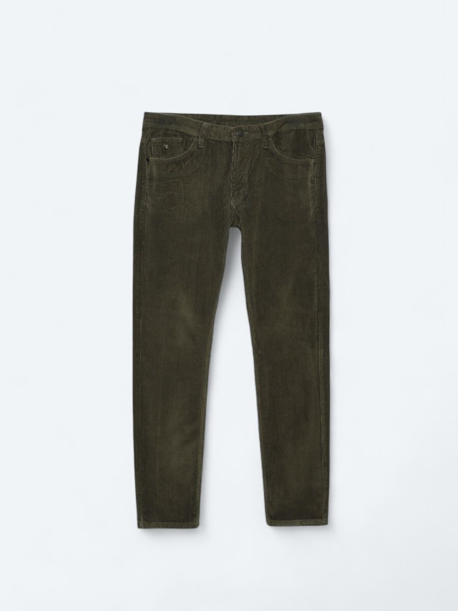 Haki Dokuma Slim Fit Kadife Casual Pamuk Karışımlı Pantolon - 7