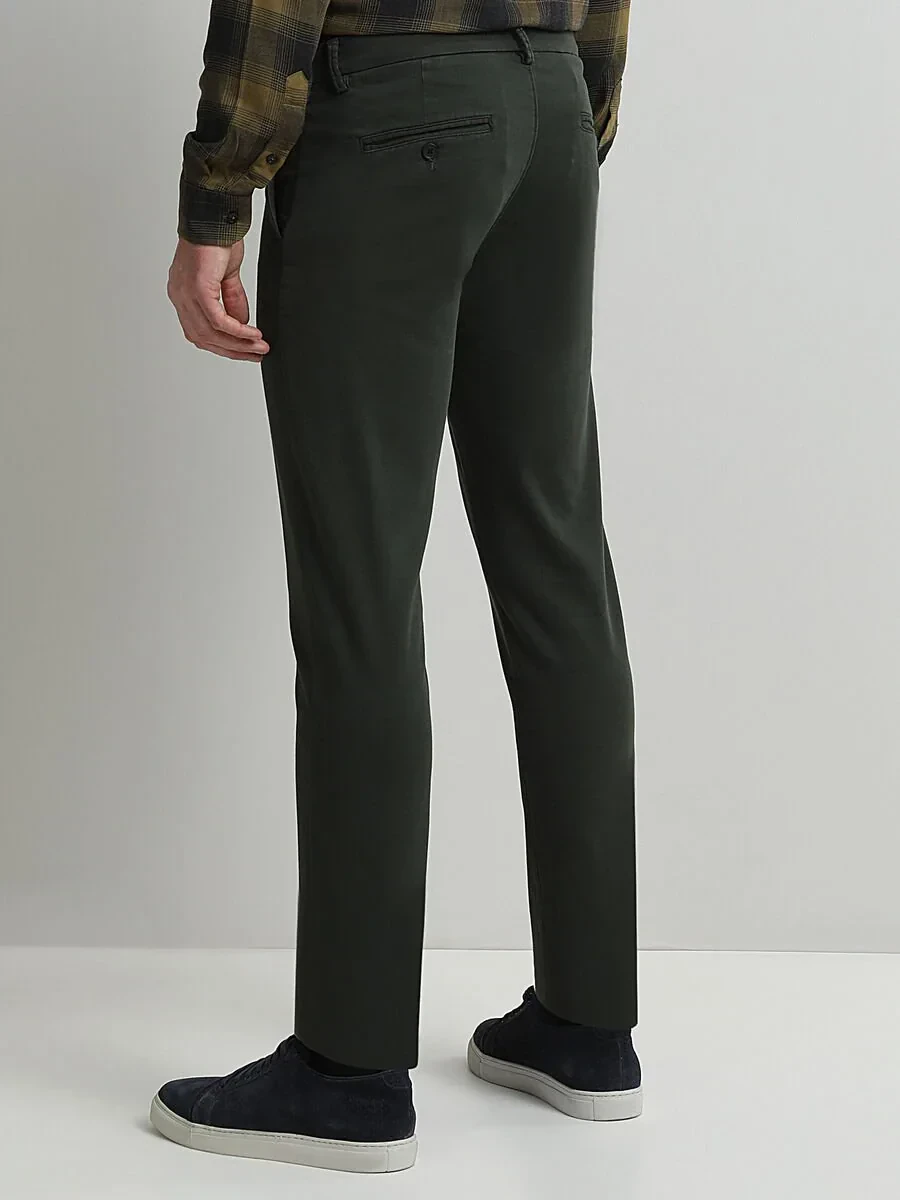 Haki Dokuma Slim Fit Smart Casual Pamuk Karışımlı Pantolon - 4