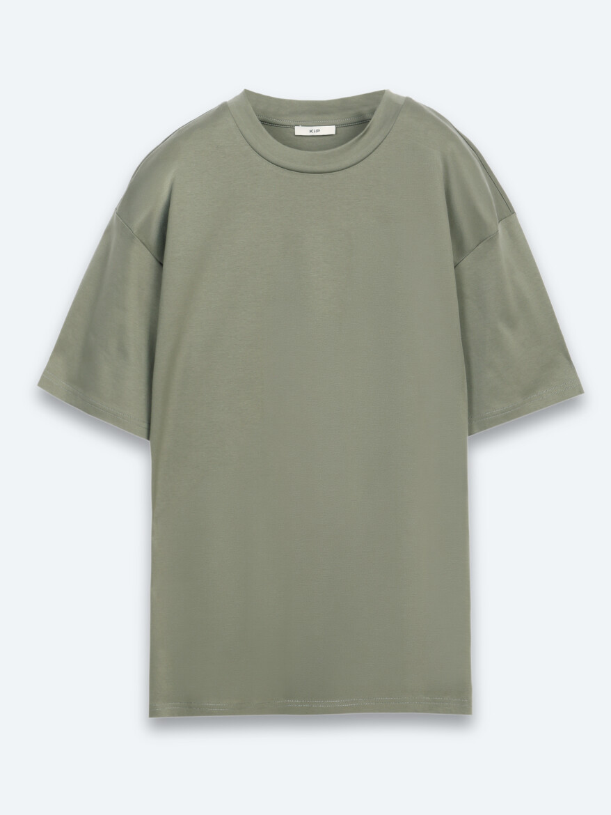 Haki Düz %100 Pamuk T-Shirt - 6