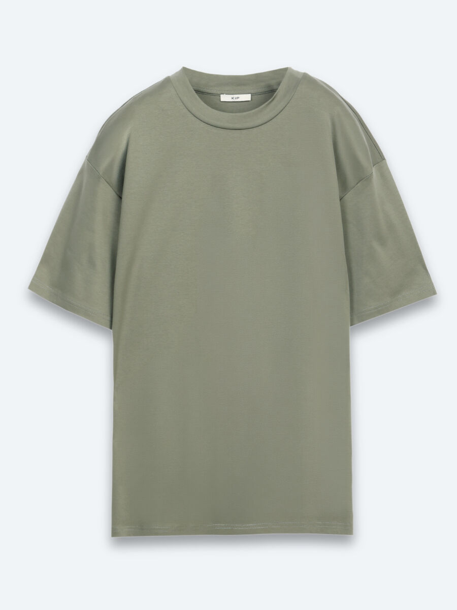 Haki Düz %100 Pamuk T-Shirt - 6