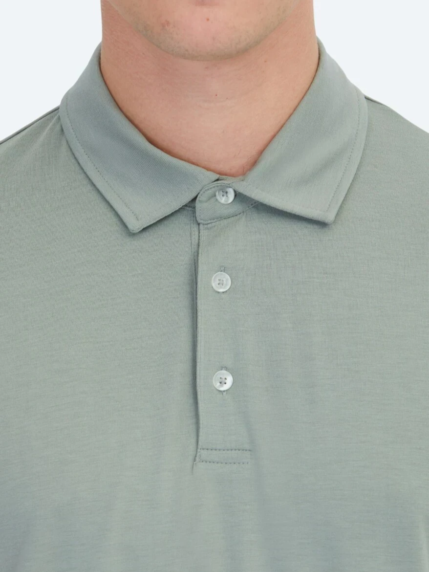 Haki Düz Çevre Dostu Polo Yaka T-Shirt 