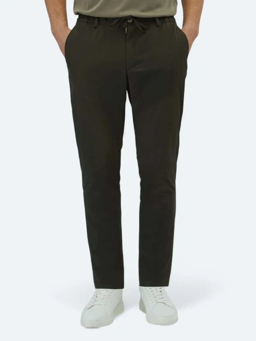 Haki Düz Dokuma Casual Pantolon - 2