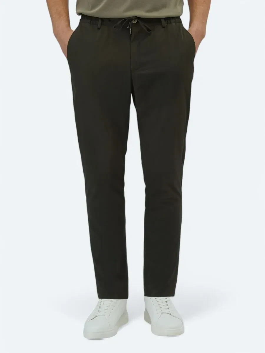 Haki Düz Dokuma Casual Pantolon - 2