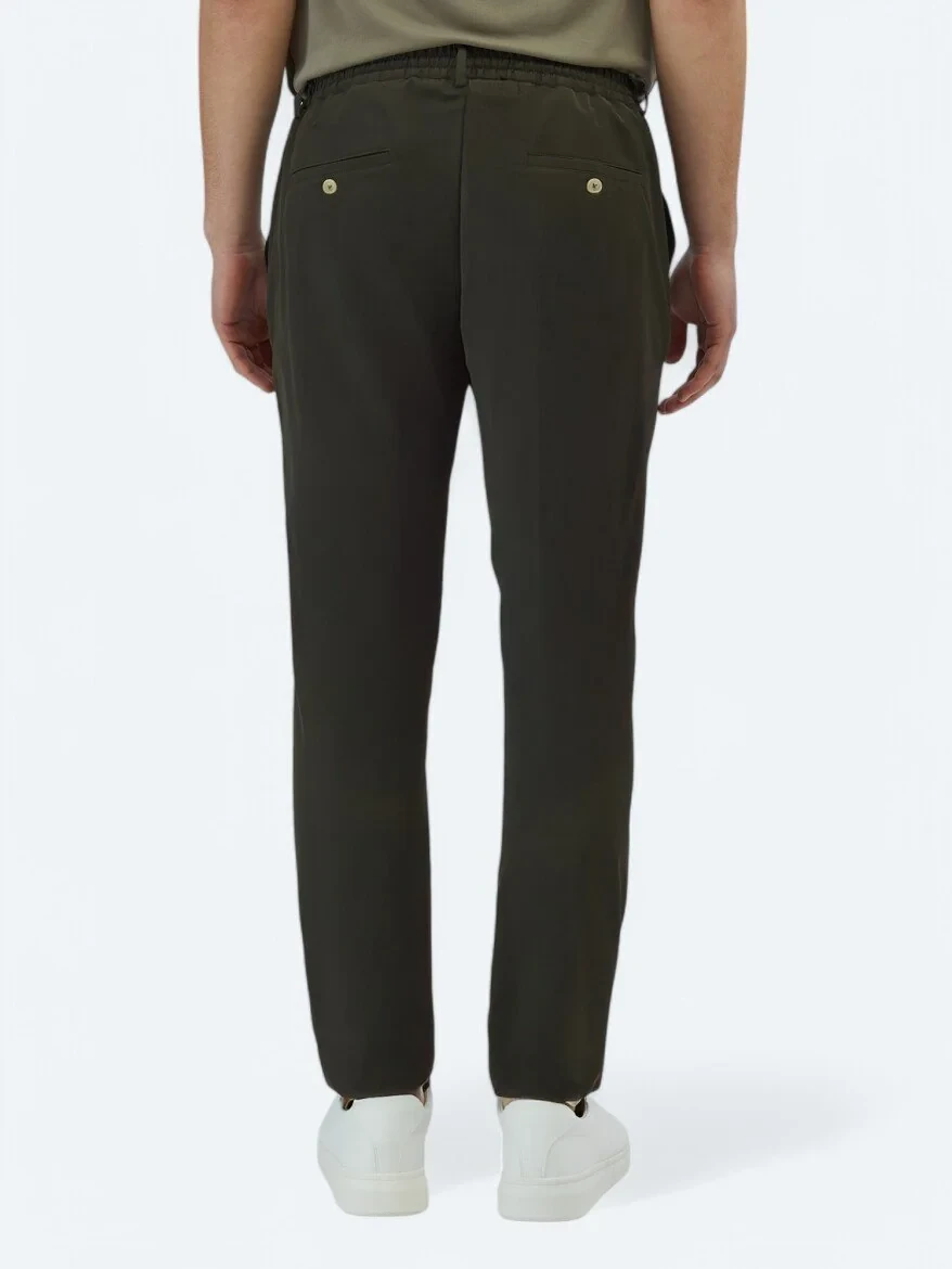 Haki Düz Dokuma Casual Pantolon 