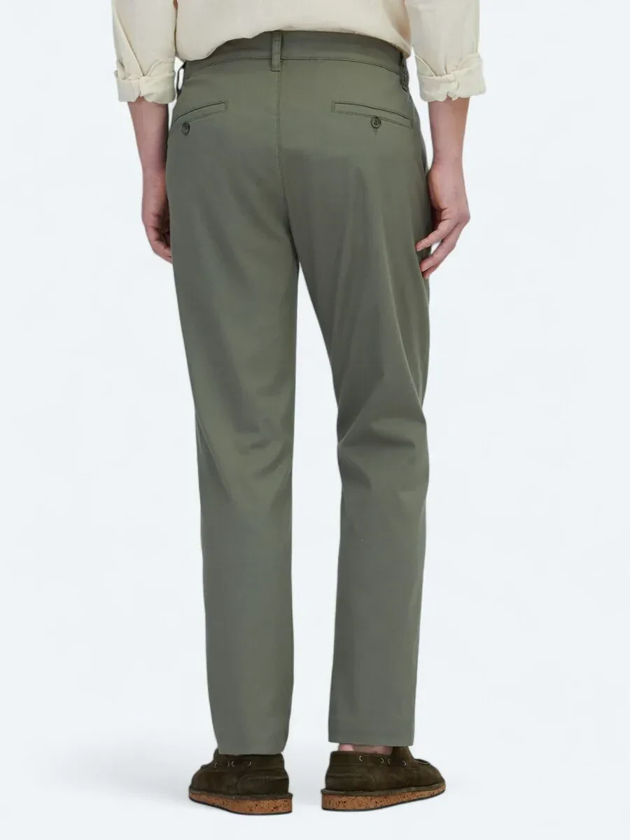 Haki Düz Dokuma Jogging Fit Casual Pamuk Karışımlı Pantolon - 5