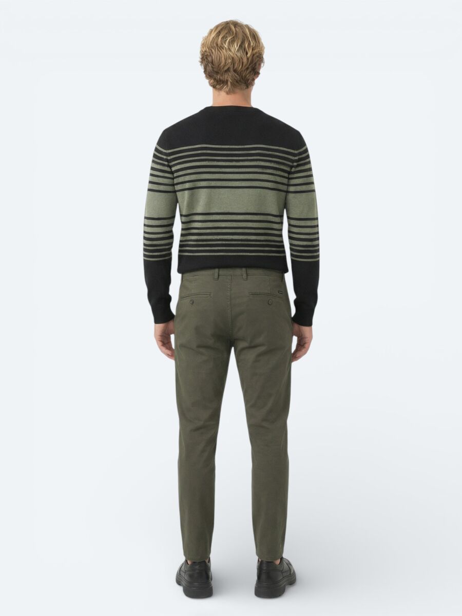 Haki Düz Dokuma Jogging Fit Casual Pamuk Karışımlı Pantolon - 4