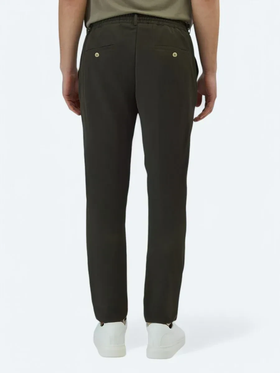 Haki Düz Dokuma Jogging Fit Casual Pantolon - 4