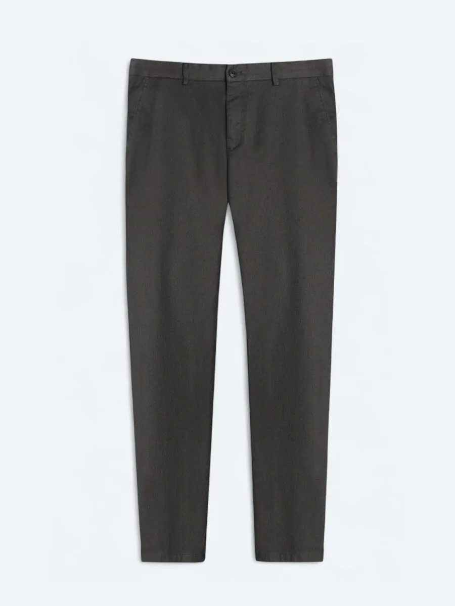 Haki Düz Dokuma Regular Fit Casual Pamuk Karışımlı Pantolon - 5