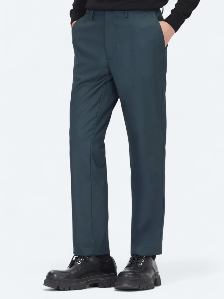 Haki Düz Dokuma Regular Fit Casual Pantolon - KİP